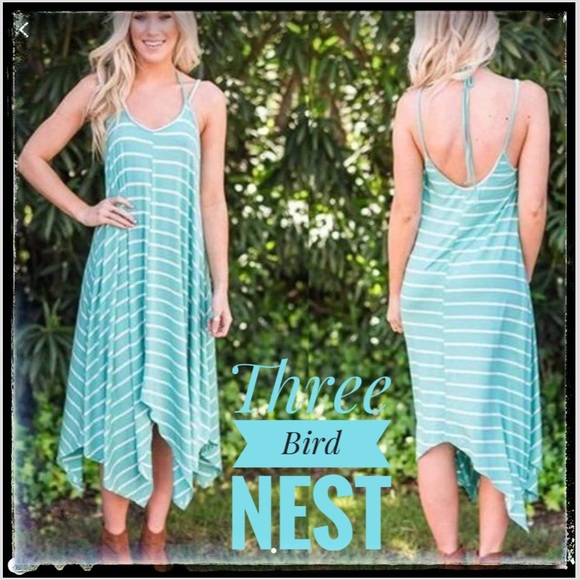 Three Bird Nest Dresses & Skirts - Like New Handkerchief Strappy Knit Midi Dress.